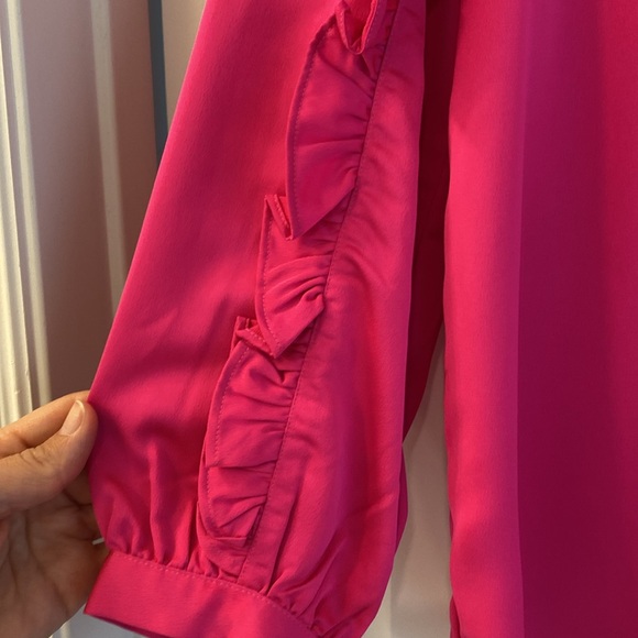 JCrew Silk Hot Pink Ruffle Top - Picture 2 of 5